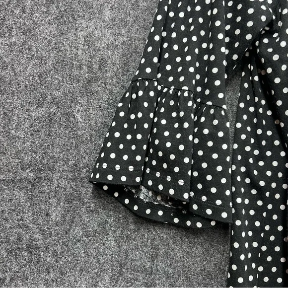 Michael Kors Women's Ruffle 1/4 Sleeve Polka Dot Blouse Black Size M - Picture 4 of 9